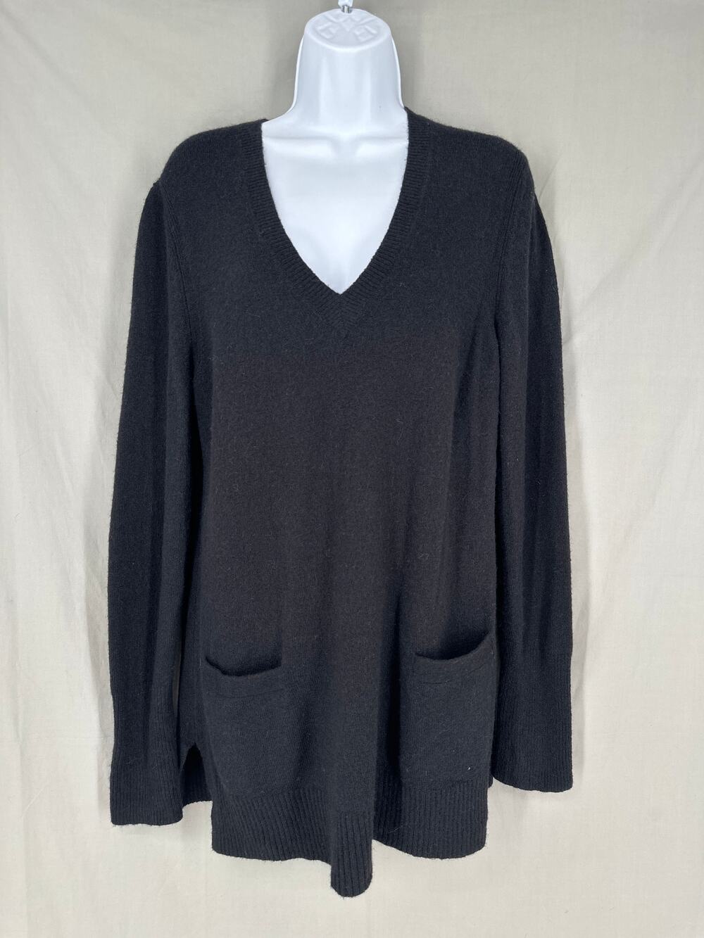 J Crew Sweater Women Small Black Merino Wool Alpaca Tunic Long Soft Cozy Capsule